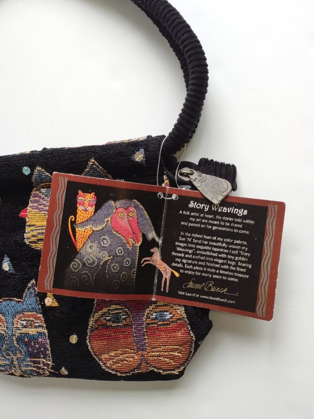 NEW Laurel Burch Fantastic Feline Tapestry Shoulder Bag Boho Whimsy Artsy Cats - Picture 6 of 9